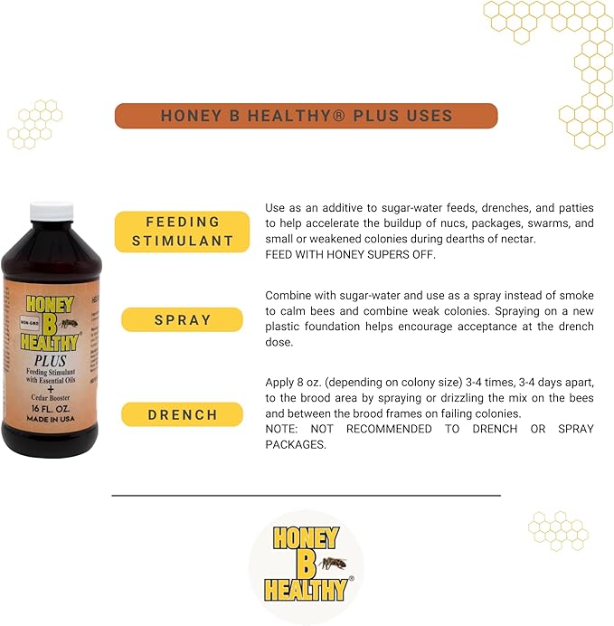 Honey B Healthy® Plus Original 16 oz. Bottle Bundle Immune System Feeding Stimulant with Essential Oils for Bee Health