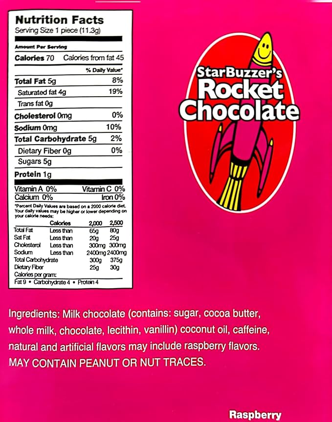 Rocket Chocolate Caffeinated Chocolate Truffles 30 Count (Raspberry)