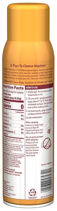 Vegalene Premium 3-Oil Blend Food Release Spray 17oz Aerosol 6-Pack