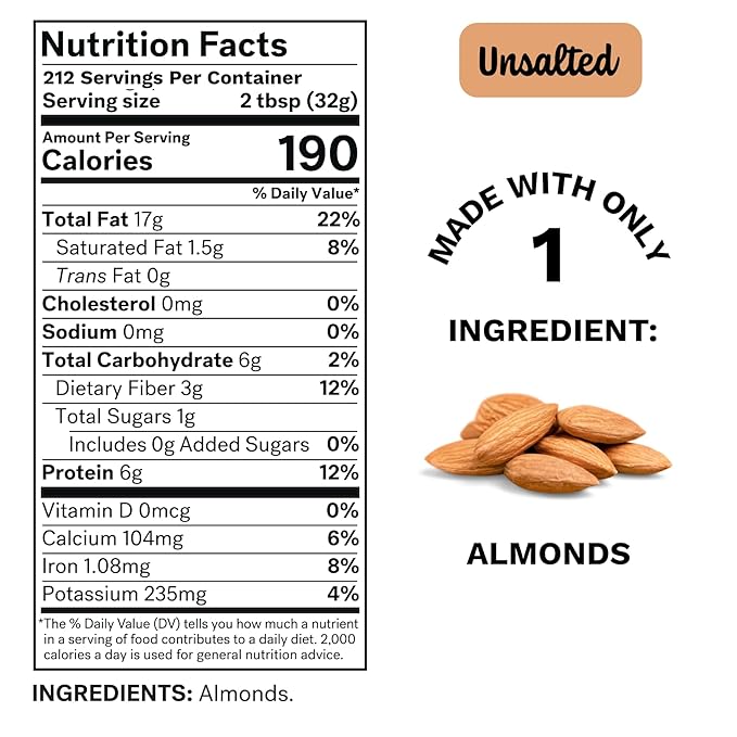 Spread The Love UNSALTED Almond Butter (All Natural Vegan Gluten-free Creamy No added salt No added sugar No palm fruit oil Not pasteurized with PPO) (15-Pounds)