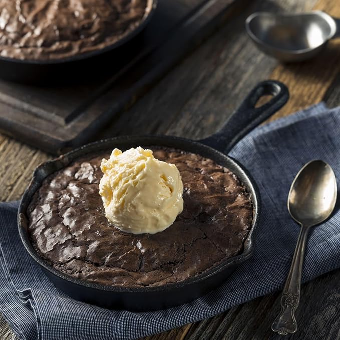 Gourmet du Village Skillet Mix Kit Sweet Treat or Gift Dessert Mix with 6.2 inch Cast Iron Skillet Chocolate Brownie