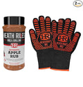 Heath Riles BBQ Apple Rub Seasoning 12 oz Bundled with Heat Resistant Gloves