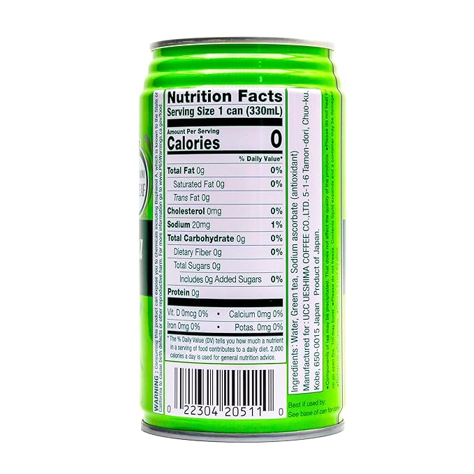 UCC Japanese Green Tea Drink 11.1-Ounce Cans Pack of 24 No Sugar No Artificial Flavors or Coloring Refreshing Canned Beverage Authentic Taste Perfect Healthy Drink