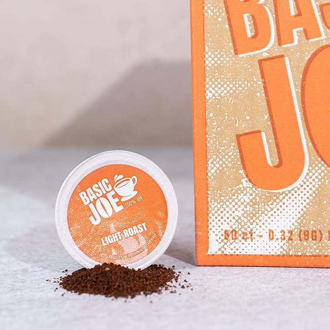 Basic Joe Light Roast Coffee Pods - 80 Count | Smooth Single Serve K-Cup Compatible Pods | 100% Arabica | Mild Everyday Coffee | Made in USA