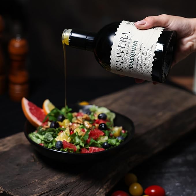 Solivera Arbequina Extra Virgin Olive Oil Ideal for Salads Vegetables &amp Bread Mild &amp Smooth for Everyday Use Low Acidity (Max 0.2%) High Polyphenol Cold Pressed%100 Arbequina