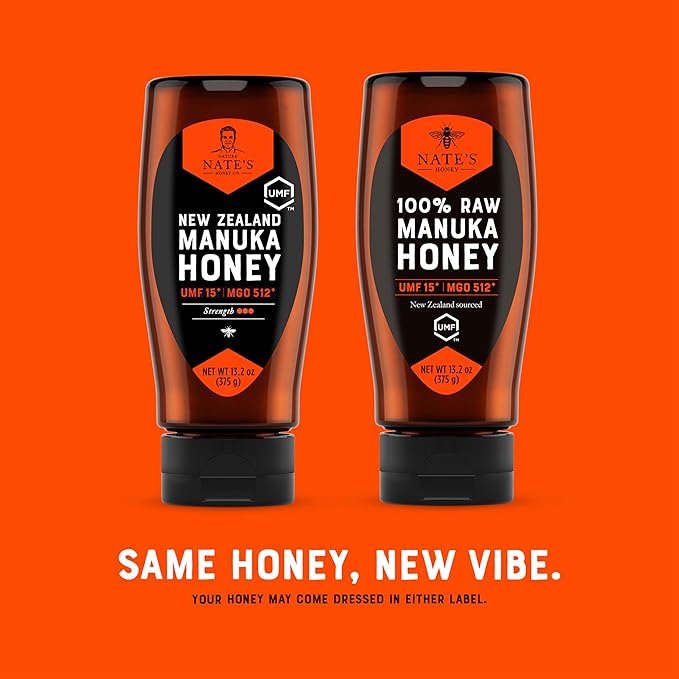 Nate's Raw Manuka Honey New Zealand MGO 512+ | UMF Certified 15+ | 13.2 oz Squeeze Bottle