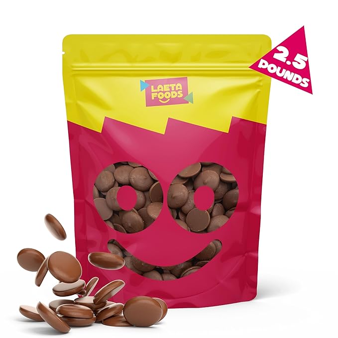 Merckens Milk Chocolate Melting Wafers | 2.5 Lb Bag | Bulk Baking Candy | Smooth Creamy Coating Discs for Dipping Molding Drizzling &amp Creative Confections