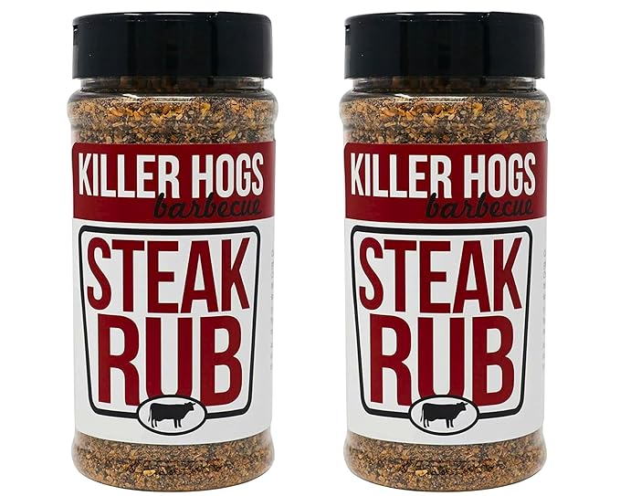 Killer Hogs BBQ Steak Rub Seasoning – 11 oz ( Pack of 2)-Dry Spice Blend for Grilling Smoking &amp Roasting – Sweet &amp Smoky Flavor with Garlic Paprika &amp Brown Sugar – All-Purpose Meat Rub f