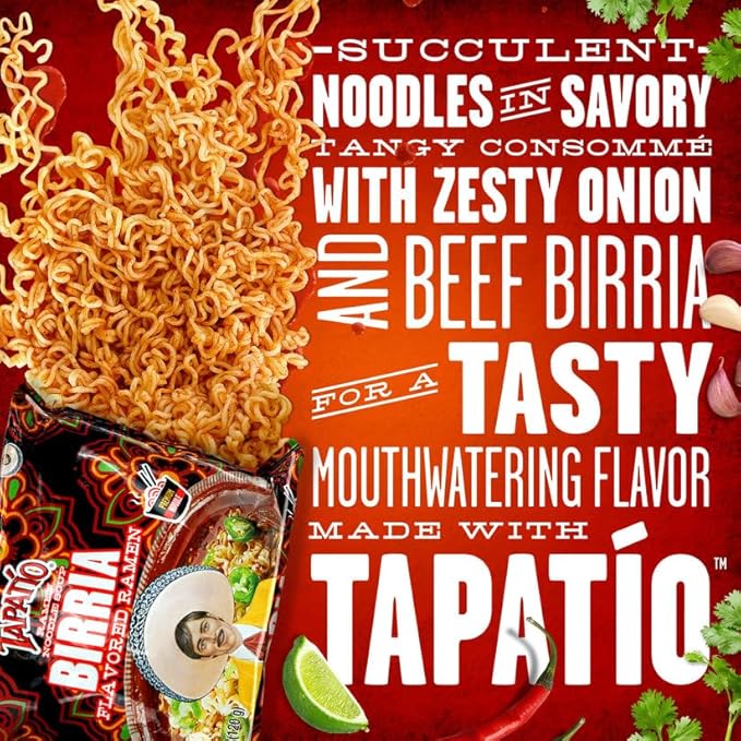 Tapatío Ramen Noodle Soup Birria Flavored - Pouch 4.23 oz. (120g) Case of 16
