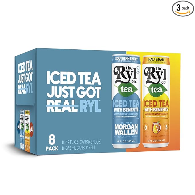 Ryl Iced Tea Variety Indulgence Pack Sweet Tea and Half N' Half 12.0 Fl Oz (8-Pack)