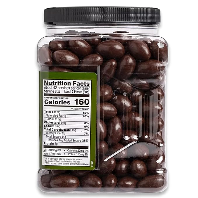 Wellsley Farms Dark Chocolate Covered Almonds – 2lbs 13oz | Whole Roasted Almonds with Real Creamy Dark Chocolate | Kosher Gluten-Free Snack