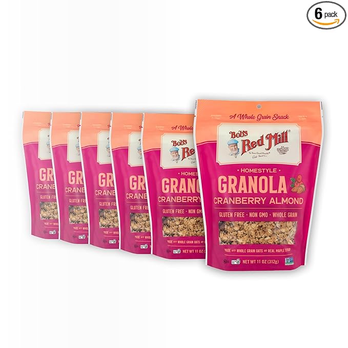 Bob's Red Mill Cranberry Almond Granola 11oz (Pack of 6) - Non GMO Whole Grain Kosher