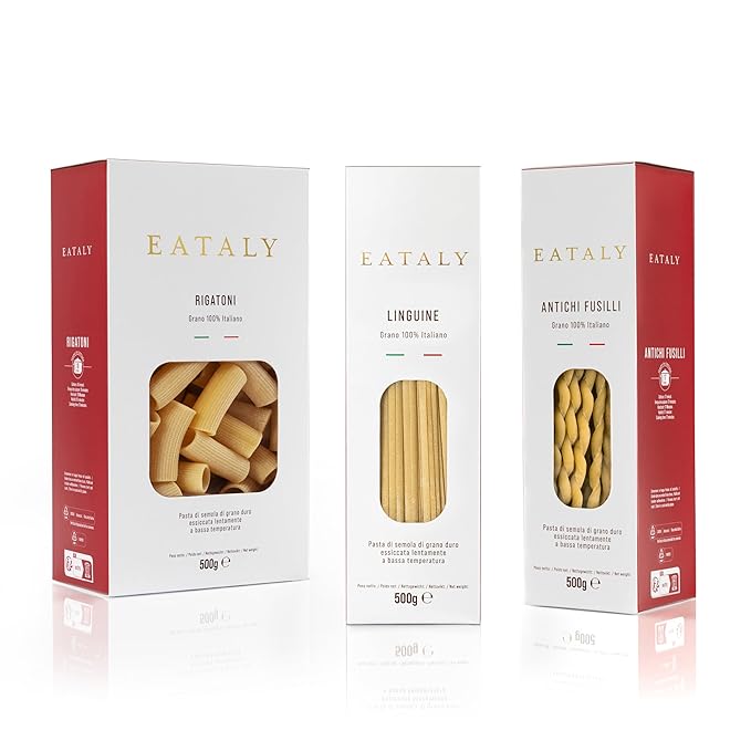 Eataly Dinner for Two Pasta Bundle Pack- Linguini Antichi Fusilli &amp Rigatoni 3-500g (17 oz.) Boxes- 1 Each
