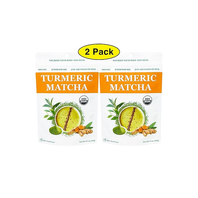 Cherie Sweet Heart Turmeric Matcha Green Tea Superfood Mix Organic Keto Friendly 3.5 Ounce (Pack of 2)