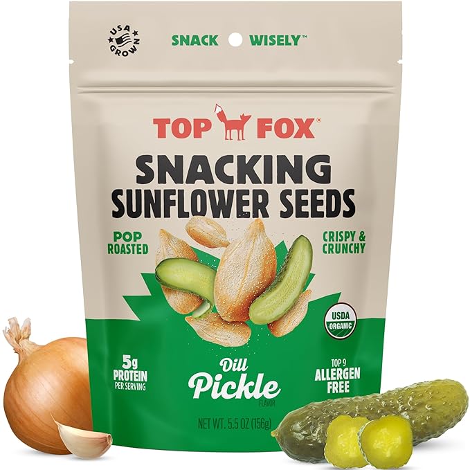 Top Fox Snacks Dill Pickle Sunflower Seeds To Eat (5.5 oz Pack of 6) – Keto Friendly Snacks Allergen Free Snacks Gluten Free Snacks Protein Snacks Keto Snacks Paleo &amp Vegan - Organic