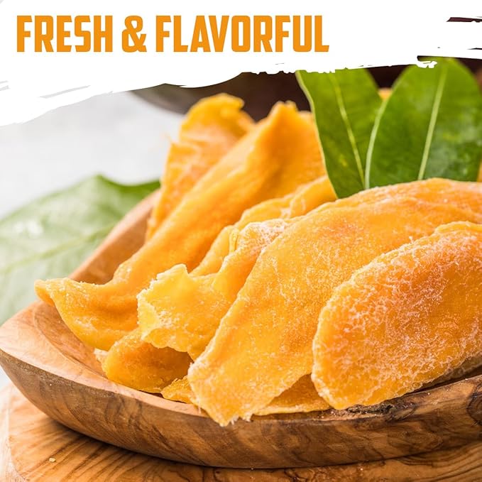 Dried Mango Slices - Soft &amp Juicy Sweet Dried Mango Slices Healthy Snack Delicious Texture Chewy Ripened Mangos Dried Fruits with Natural Tangy Sweetness of Fresh Mangoes Natural Source of Vitam