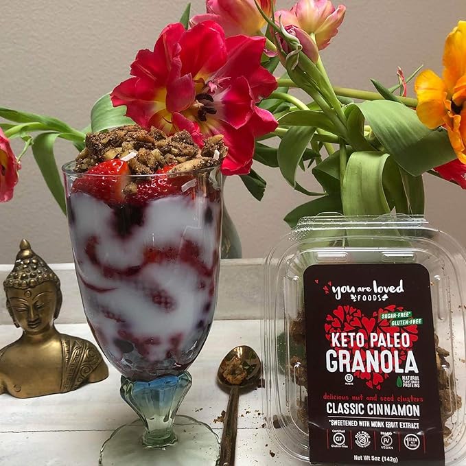 Keto Paleo Granola You Are Loved Foods | Delicious Nut and Seed Clusters | 2G Net Carbs 5G Protein 160 Calorie | Gluten Free Grain Free Paleo Vegan | Classic Cinnamon 15 oz