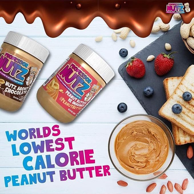 Professor Nutz Organic Peanut Butter- Low Calorie Nut Butter Natural Peanut Butter Natural Fiber Healthy Peanuts Great source of Protein 30 Essential Vitamins (12.41 Ounce Birthday Butter)