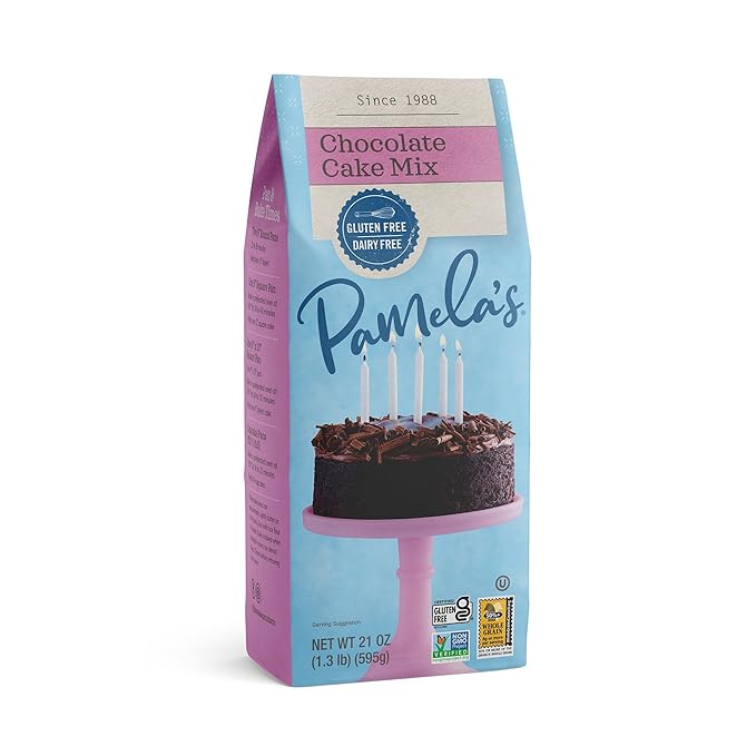 Pamela's Chocolate Cake Mix Kosher Gluten Free &amp Non-GMO 21 Ounce (Pack of 6)