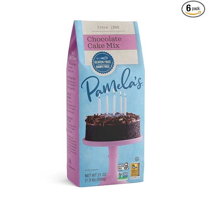 Pamela's Chocolate Cake Mix Kosher Gluten Free &amp Non-GMO 21 Ounce (Pack of 6)