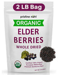 Organic Elderberries Dried Bulk | Whole European Elderberry Dried Wildcrafted All Natural | Non-GMO Non-irradiated | Immunity Booster Antioxidants and Vitamins | Make Syrup Tea| 2 lb (32 oz)