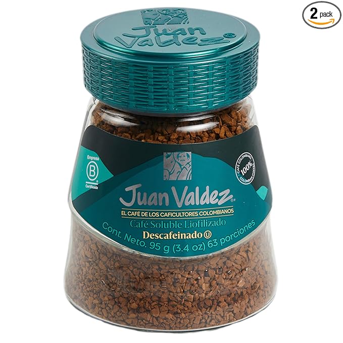 Juan Valdez Decaffeinated Freeze Dried Coffee 3.5 OZ - Premium Colombian Coffee (Pack of 2)