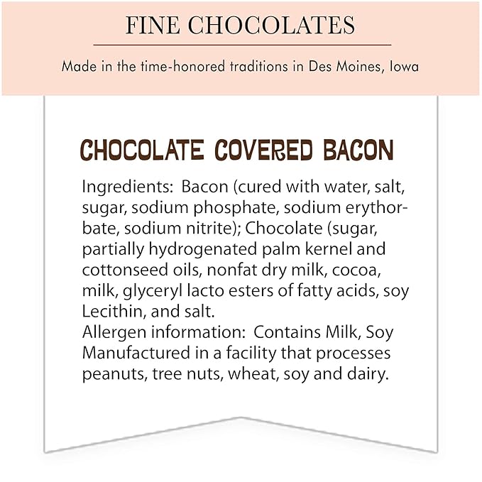 Muddy Pigs Chocolate Covered Bacon Strips - 6 Hickory Smoked Bacon Strips - Gourmet Artisan Chocolates Made Fresh in Iowa
