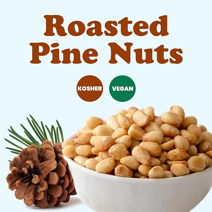 Food to Live Dry Roasted Pine Nuts 1 Pound – Naturally Tasty and Crunchy Nutritious and Delicious Perfect for Cooking Baking and Snacking Vegan Kosher Bulk