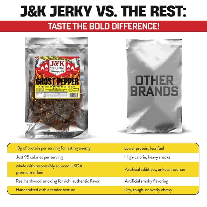 J&ampK Jerky Small Batch Handcrafted Beef Jerky Ghost Pepper 7oz