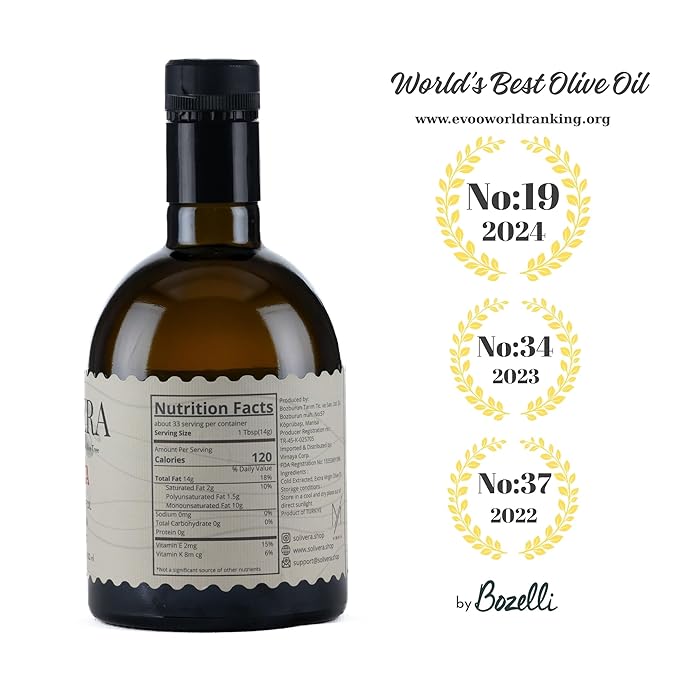 Solivera Lecciana Extra Virgin Olive Oil Cold Pressed Floral &amp Balanced 400+ High Polyphenols Gourmet &amp Healthy Organic Oil First Harvest Single-Origin Hand Picked Olive Oil