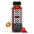 RED HOT HIVE Extra Spicy Honey Sweet &amp Fiery Hot Honey Infused with Carolina Reaper Pepper by Fuego Spice - 12 Oz - Squeeze it on a BBQ Chicken Wings or Try it on a Taco - Heat Level: 7/10
