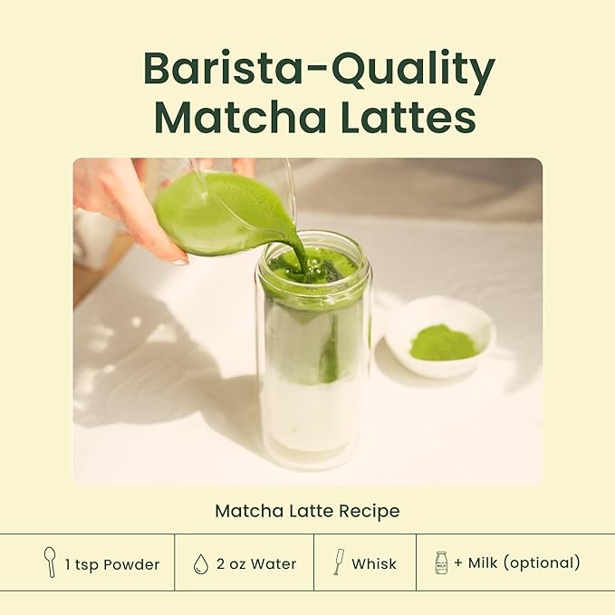 Crafti Ceremonial Grade Matcha Powder (Organic) - Unsweetened Authentic Japanese Daily Matcha Green Tea Powder from Uji Kyoto for Barista-Grade Lattes (30g / 1.06oz)