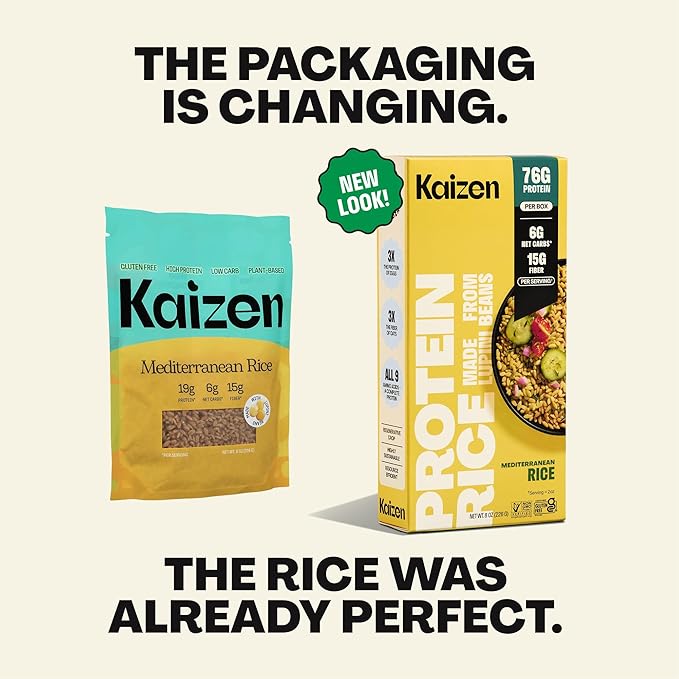 Kaizen Low Carb Keto Mediterranean Rice -High Protein (20g) Keto Friendly Gluten-Free Plant-Based Made with High Fiber Lupin Flour - 8 ounces (Pack of 3)