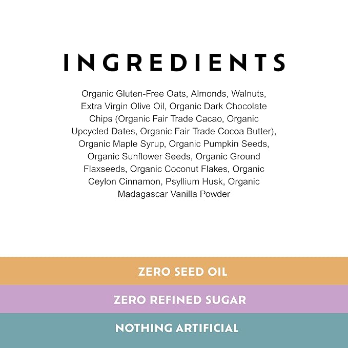 Brekky Mix Granola | Low Sugar Breakfast Granola | No Refined Sugar No Seed Oils No Artificial Ingredients | All Natural Healthy Granola Cereal | 12oz (Choose Your Flavor) (1 Choc Chip)