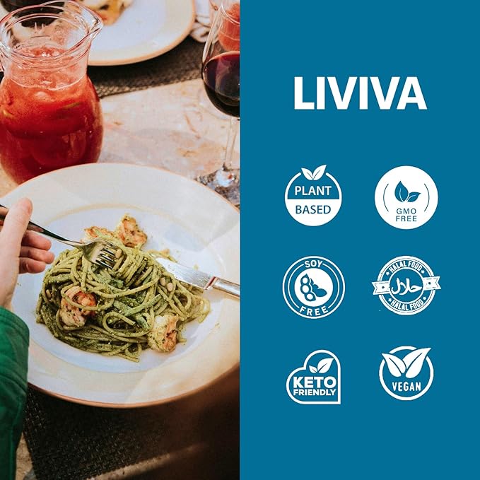 LIVIVA Low Carb High Protein KETO Value Pack Shirataki Pasta – 135 g Protein per Box with Pea Protein &amp Konjac Flour - 8g Net Carbs Diabetic-Friendly - Healthy Al Dente Pasta (12 Pack Linguine P