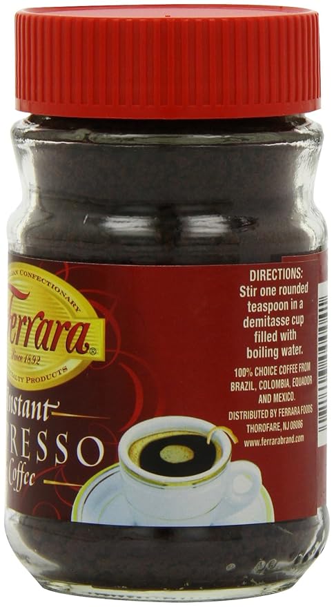 Ferrara Instant Espresso Coffee 2-Ounce Glass Jars (Pack of 6)