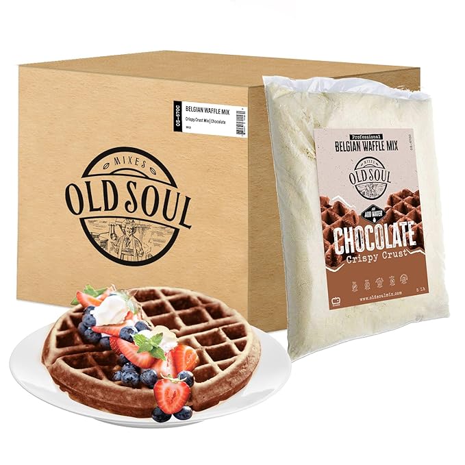 OldSoul Belgian Waffle Mix | Chocolate &amp Vanilla Flavour | Soy &amp Nut free | 30 lbs | 168 Waffles (Chocolate)