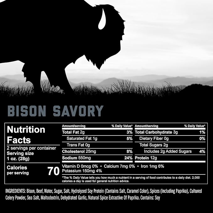 ICON Meats Bison and Beef Jerky Steak Strips Savory Flavor 8 High Protein Snacks Packs 2 Strips per Pack Low Sugar Gluten Free Natural USDA Inspected Made in the USA Gifts for Him