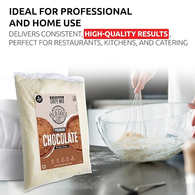 OldSoul Professional Crepe Mix | Chocolate Flavour | Dough Mix | 5 Lbs | 36 Crepes (5 Lbs Gluten Free)
