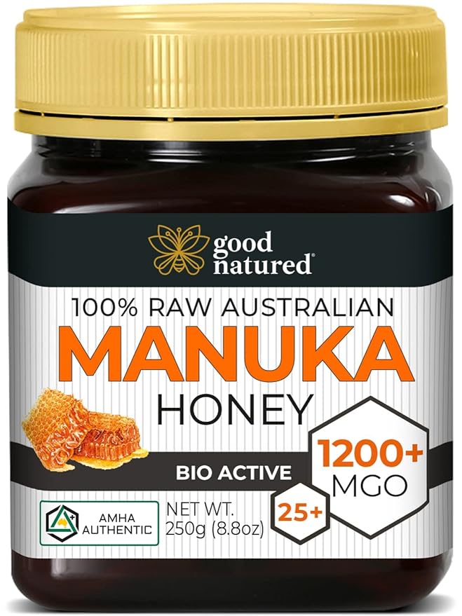 Good Natured Manuka Honey (MGO 1200+) - Highest Grade Raw Manuka Honey Medical Grade Non-GMO Lab-Tested &amp AMHA Certified BPA-free 8.8 oz