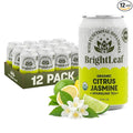 BrightLeaf Citrus Jasmine Sparkling Tea with Functional Benefits for Light Energy – Regenerative Organic Lightly Caffeinated Functional Tea Zero Sugar Zero Calories Zero Sweeteners – 12oz Cans 12