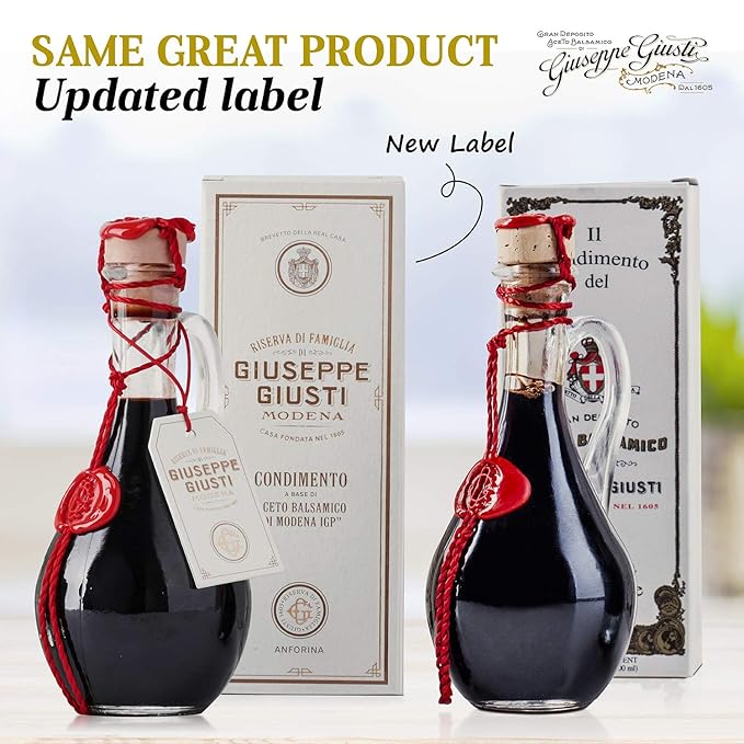 Giusti Family Reserve Balsamic Vinegar-Based Condiment - Rich Flavor for Salads &amp Drizzling Premium Italian Condiment Based on Aceto Balsamico di Modena Made in Italy -3.4 fl oz - Pack of 1