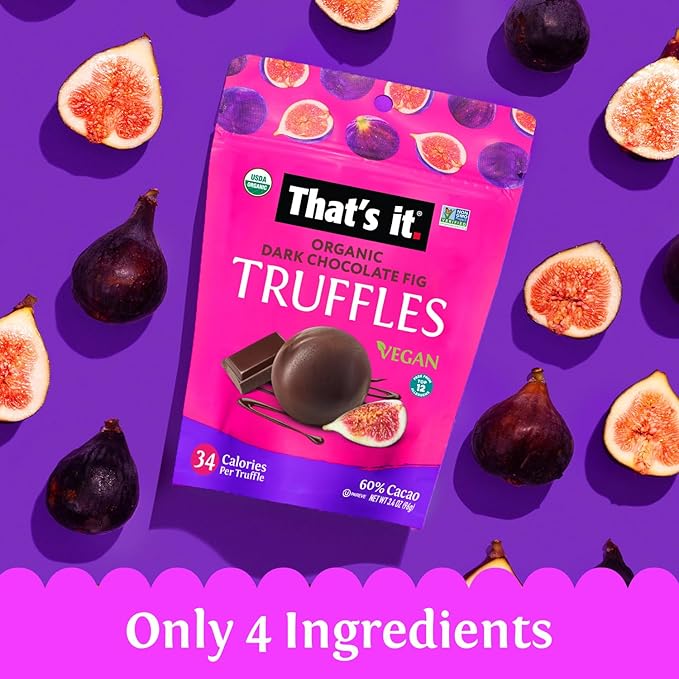 That's it Organic Dark Chocolate &amp Fig Truffles. 100% Plant-Based Vegan Gluten-Free All Natural (3 Pack)