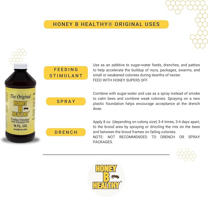 Honey B Healthy® Plus Original 16 oz. Bottle Bundle Immune System Feeding Stimulant with Essential Oils for Bee Health