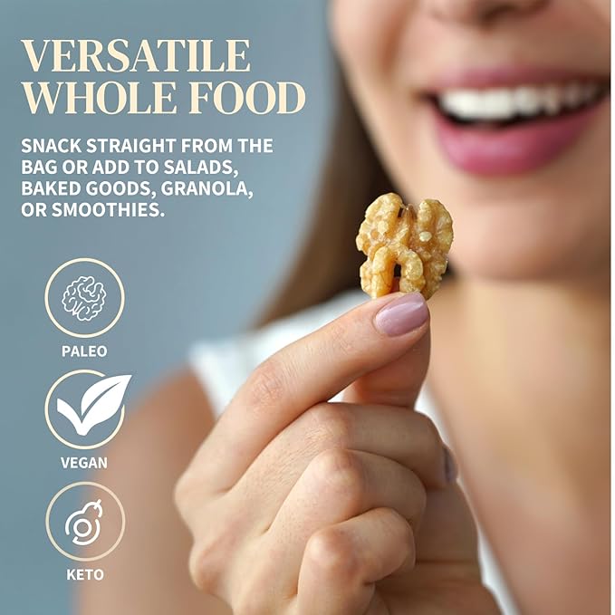 Organic Raw Walnuts Halves &amp Pieces 1.7lb – Unpasteurized Regeneratively Grown in California – Whole Fresh Unsalted – Plant-Based Omega-3s