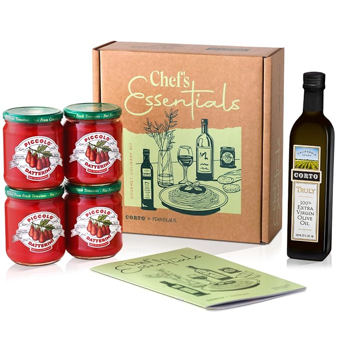 Corto x Stanislaus Chef’s Essentials Kit – TRULY Extra Virgin Olive Oil - Ultra-Fresh Fall Harvest &amp Piccolo Datterini Baby Plum Tomatoes – Handpicked - Loved by Pro Chefs now for Home Chefs