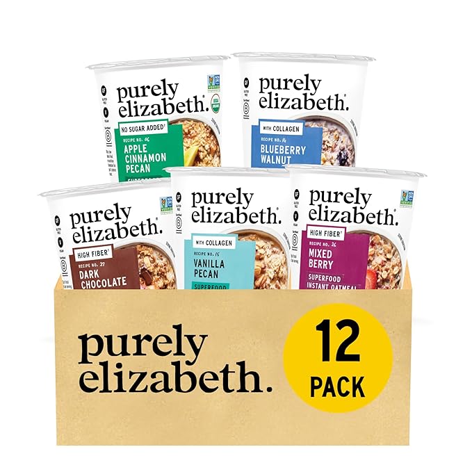 Purely Elizabeth Best Sellers Variety Pack Superfood Oatmeal Cups Great for Overnight Oats Gluten-Free 2 Ounce (Pack of 12)