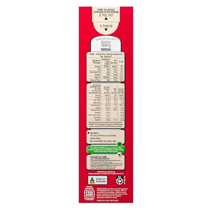Uncle Tobys Traditional Oats 1kg.
