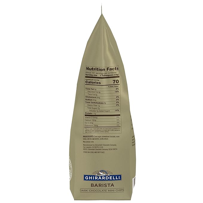 Ghirardelli Chocolate Company Dark Chocolate Barista Mini Chips 10000 per lb 5lb. Bag (Pack of 1)