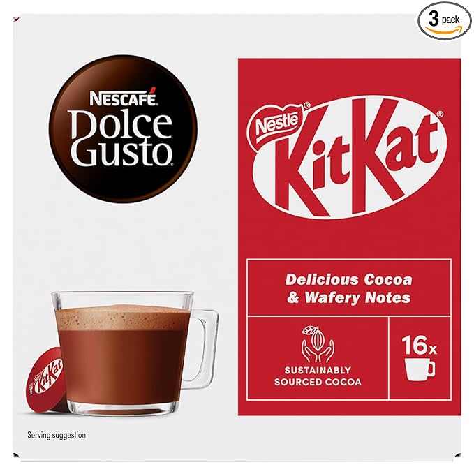 NESCAFÉ Dolce Gusto KitKat Hot Chocolate 16x Capsules (Pack of 3 Total 48 Pods)